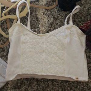 White and lace crop top